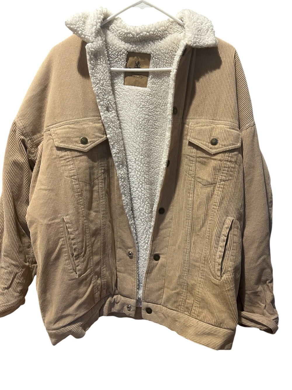 Denimist Montauk NY Sherpa-Lined trucker Corduroy Jacket Tan xs RUNS large